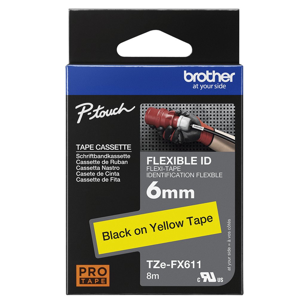 Brother TZE-FX611 label-making tape Black on yellow - Image 3