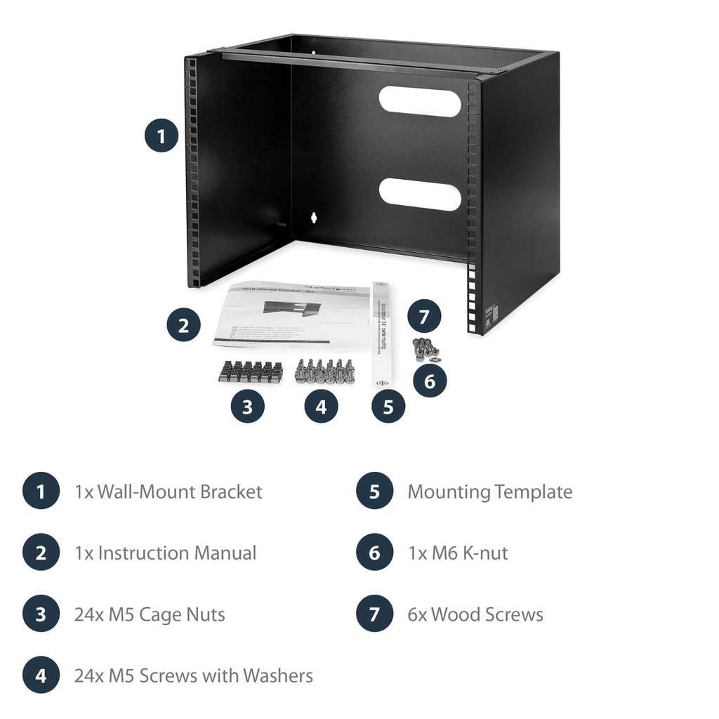 StarTech.com 8U Wall Mount Network Rack - 14 Inch Deep (Low Profile) - 19" Patch Panel Bracket for Shallow Server and IT Equipm - Image 9