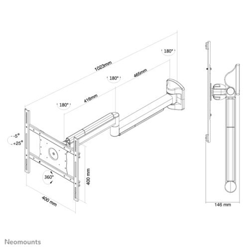 Neomounts FPMA-HAW050 Medical TV mount wall 10-40" - full motion - Image 3
