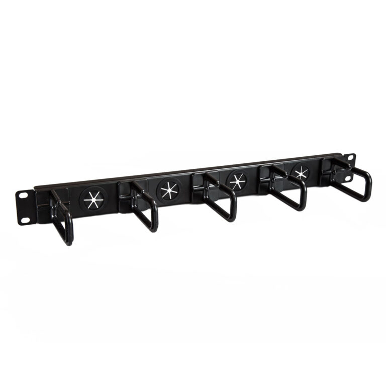 StarTech.com 1U 19" Cable Management Organizer - D Ring Hook Network/Server Rack Cord Manager - Data Center Horizontal Wire Pan