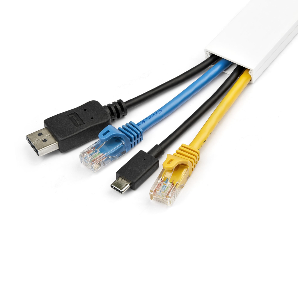 StarTech.com Solid Cable Management Raceway with Adhesive Tape & Cover, 1-1/4"(32mm)W x 3/8"(11mm)H - 3ft(1m) length, PVC Netwo - Image 2