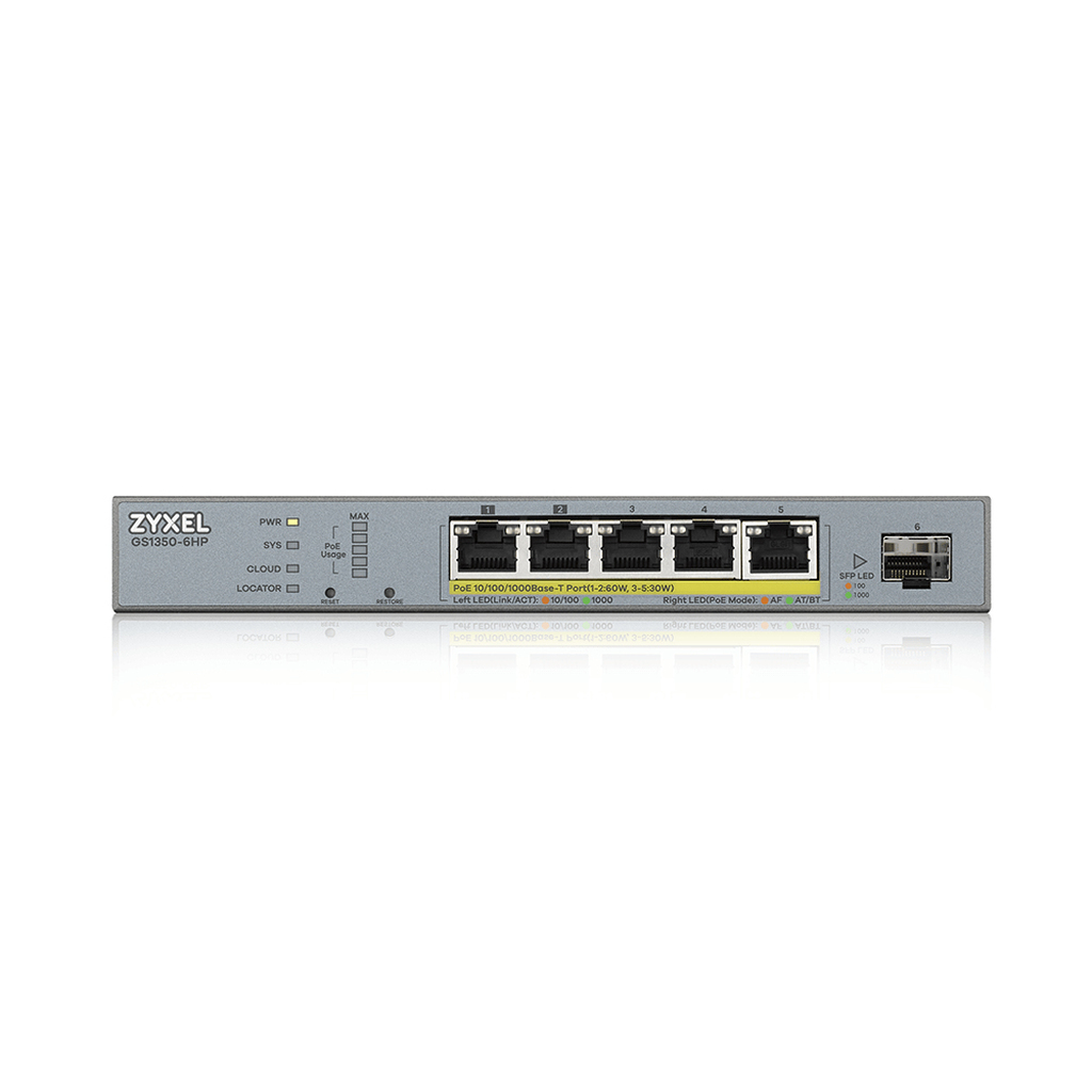 Zyxel GS1350-6HP Managed L2 Gigabit Ethernet (10/100/1000) Power over Ethernet (PoE) Grey - Image 2