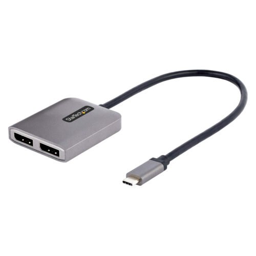 StarTech.com USB-C to Dual Displayport 1.4 Adapter, USB Type-C Multi-Monitor MST Hub, Dual 5K 60Hz DP Laptop Display Extender /