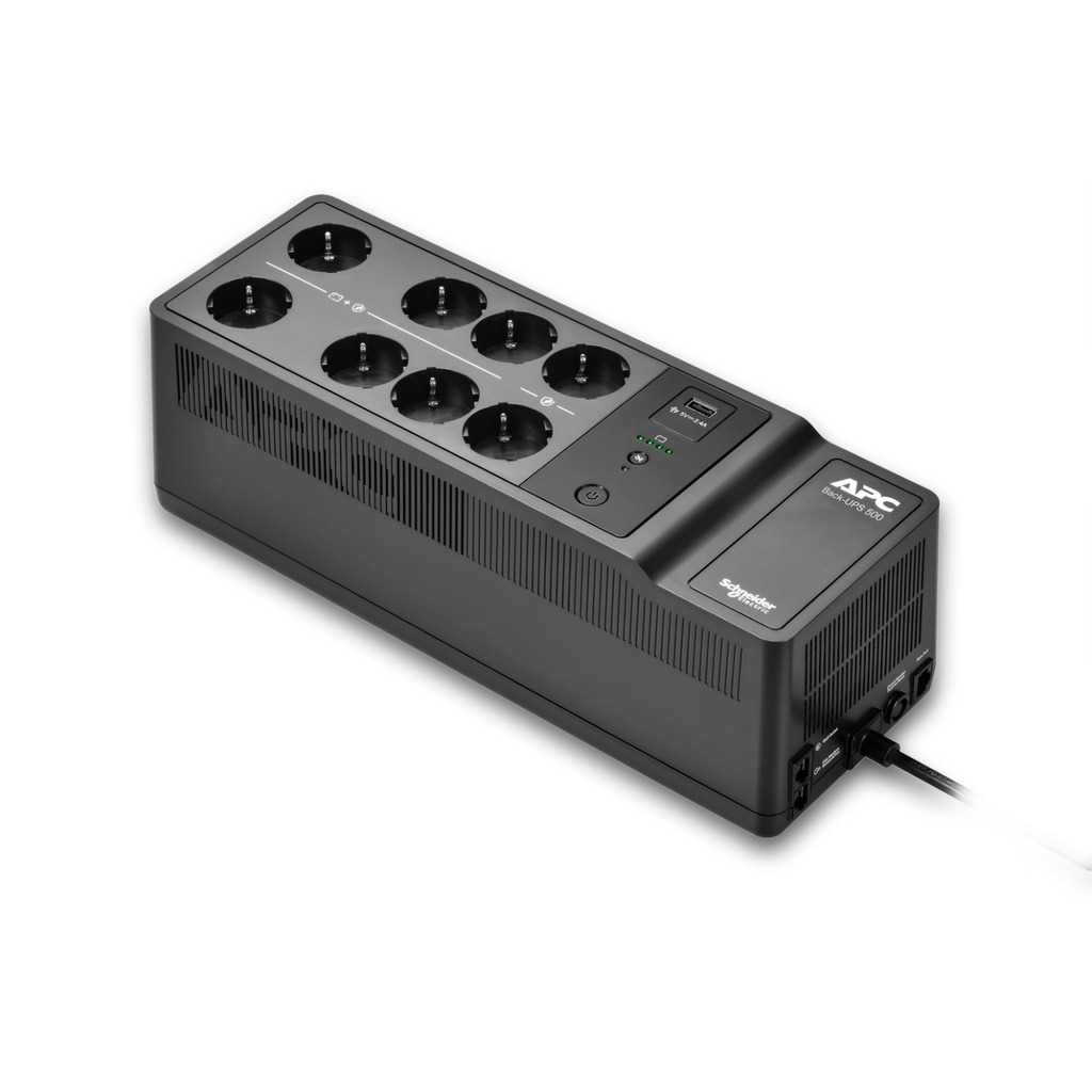 APC Back-UPS, 500VA/300W Floor/Wall Mount, 230V, 8x CEE 7/3 Schuko outlets, USB Type A Port, User Replaceable Battery - Image 2