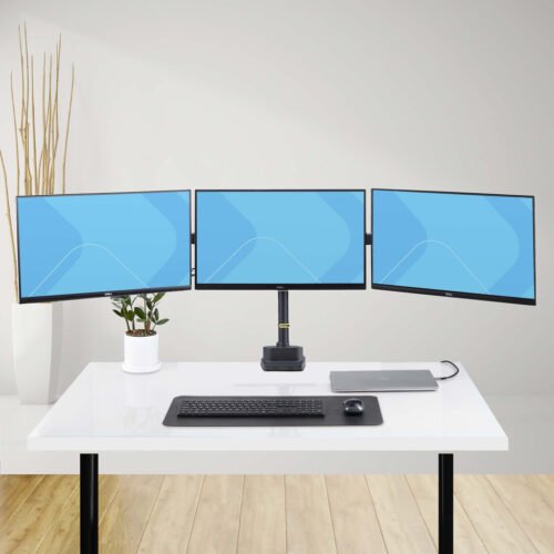 StarTech.com Triple Monitor Desk Mount For Up To Three 27in Screens, VESA 75x75/100x100, Tool-Less Arm Adjustments, C-Clamp/Gro - Image 22