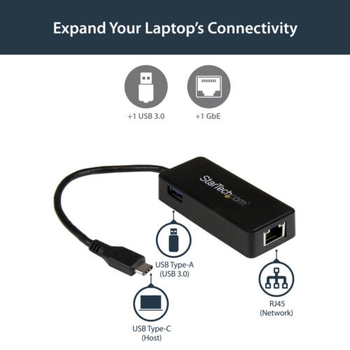 StarTech.com USB-C to Gigabit Network Adapter with Extra USB 3.0 Port - Image 5