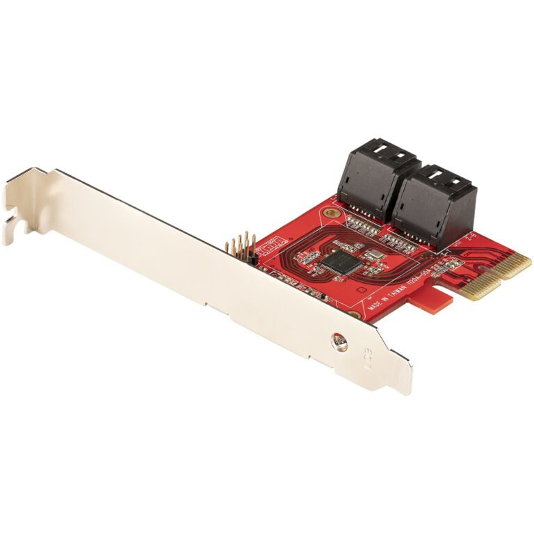 StarTech.com SATA PCIe Card - 4 Port PCIe SATA Expansion Card - 6Gbps - Low Profile Bracket - Stacked SATA Connectors - ASM1164