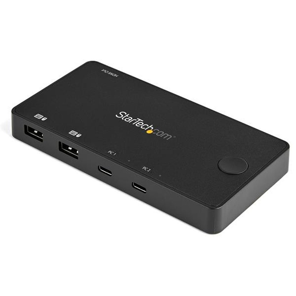 StarTech.com 2 Port USB C KVM Switch - 4K 60Hz HDMI - Compact Dual Port UHD USB Type C Desktop Mini KVM Switch with USB C Cable