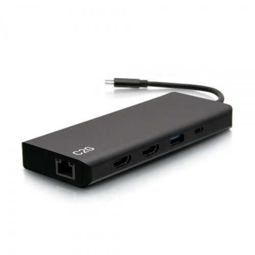 C2G USB-C® 9-in-1 Dual Display Docking Station with HDMI®, Ethernet, USB, 3.5mm Audio and Power Delivery up to 60W -