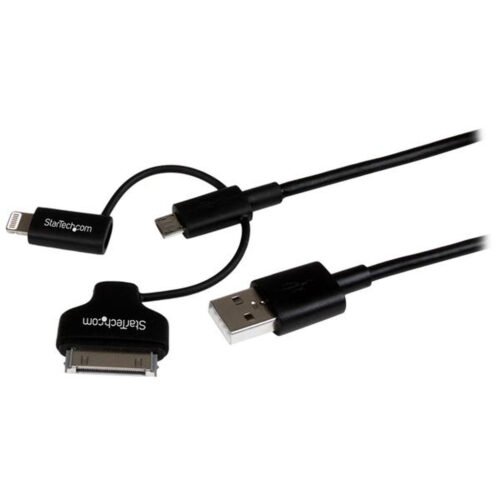 StarTech.com 1 m (3 ft.) 3 in 1 Charging Cable - Multi USB to Lightning or 30-pin Dock or Micro-USB for iPhone / iPad / iPod /