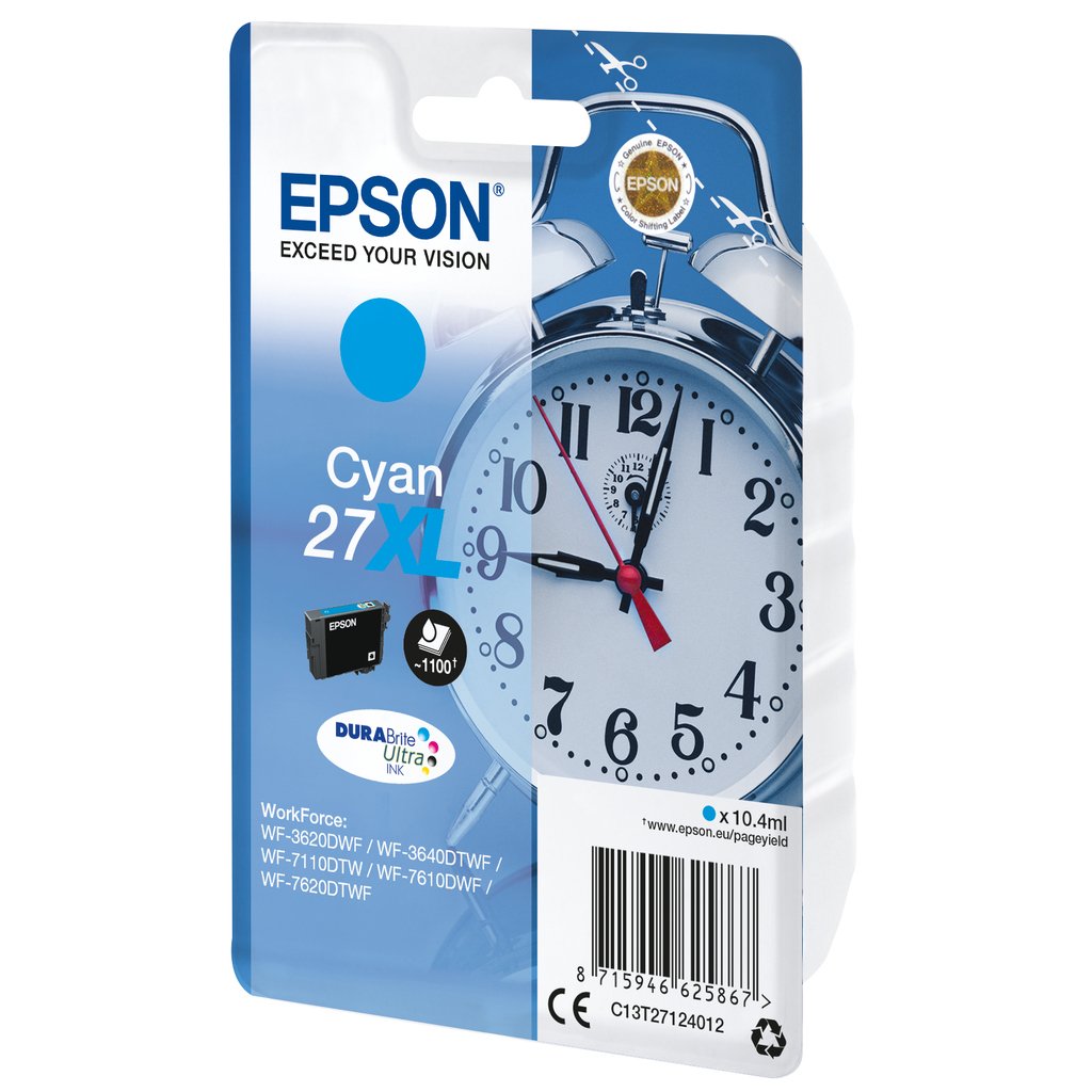 Epson Alarm clock Singlepack Cyan 27XL DURABrite Ultra Ink - Image 2