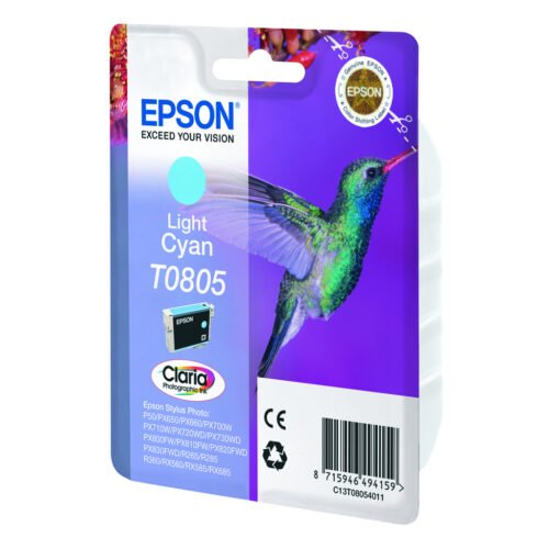 Epson Hummingbird Singlepack Light Cyan T0805 Claria Photographic Ink - Image 2