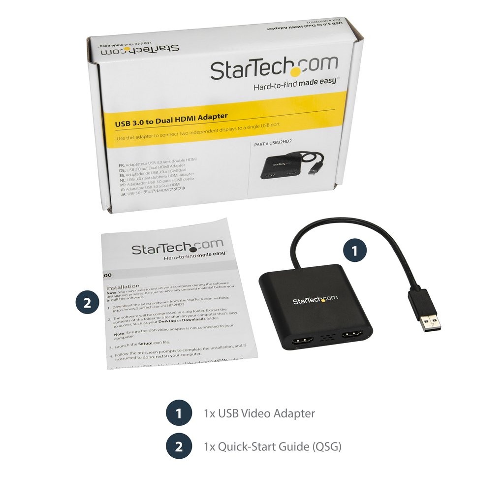 StarTech.com USB 3.0 to Dual HDMI Adapter, USB to 2x HDMI Monitor Converter for Windows (no support for macOS/ChromeOS/Linux) - - Image 16