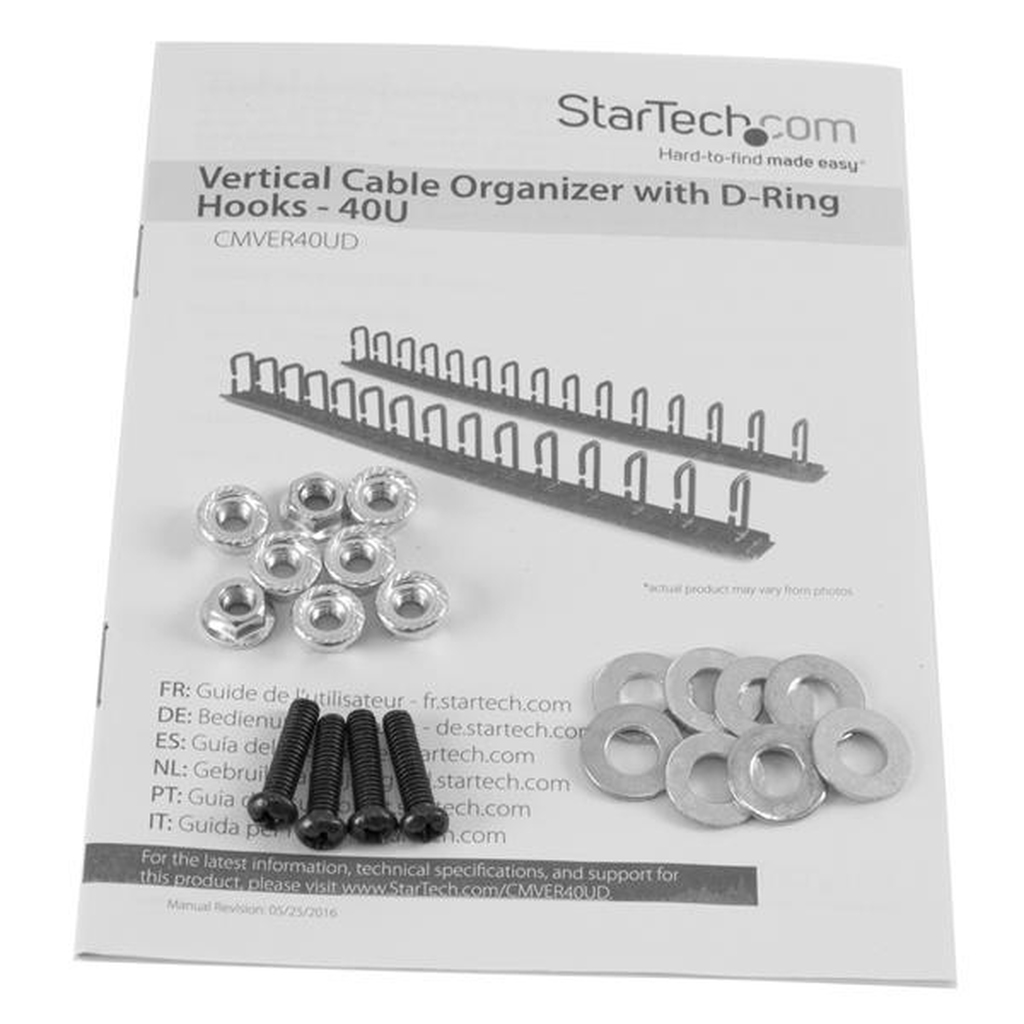 StarTech.com Vertical Cable Organizer with D-Ring Hooks - 0U - 6 ft. - Image 2