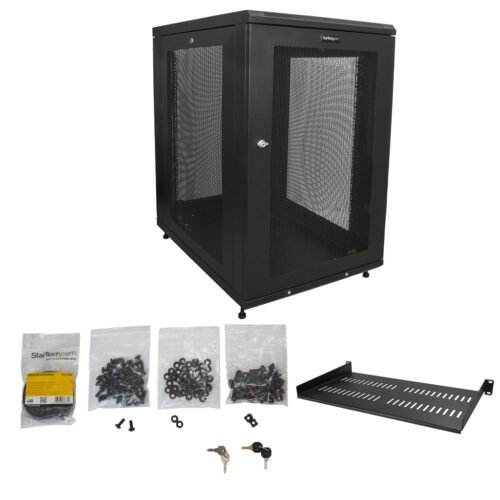 StarTech.com 4-Post 18U Server Rack Cabinet, Lockable 19" Data Rack Cabinet for Computer / AV / IT Equipment, Office / Home Net - Image 2