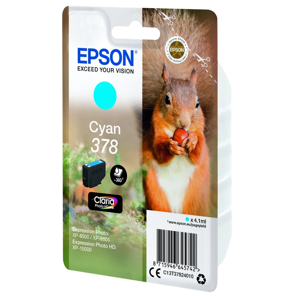 Epson Squirrel Singlepack Cyan 378 Claria Photo HD Ink - Image 3