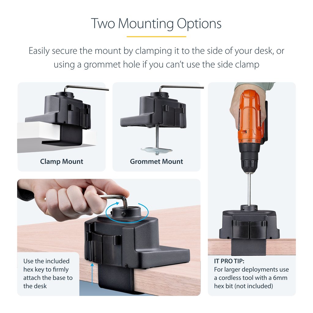 StarTech.com Desk Mount Dual Monitor Arm, Full Motion Monitor Mount for 2x VESA Displays up to 32" (17.6lb/8kg), Height Adjusta - Image 6