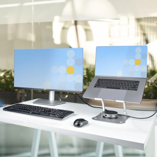 StarTech.com Laptop Stand for Desk, Ergonomic Laptop Stand Adjustable Height, Aluminum, Portable, Supports up to 22lb (10kg), F - Image 2