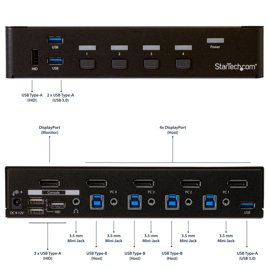 StarTech.com 4-Port DisplayPort KVM Switch - USB 3.0 - 4K 30Hz - Image 11