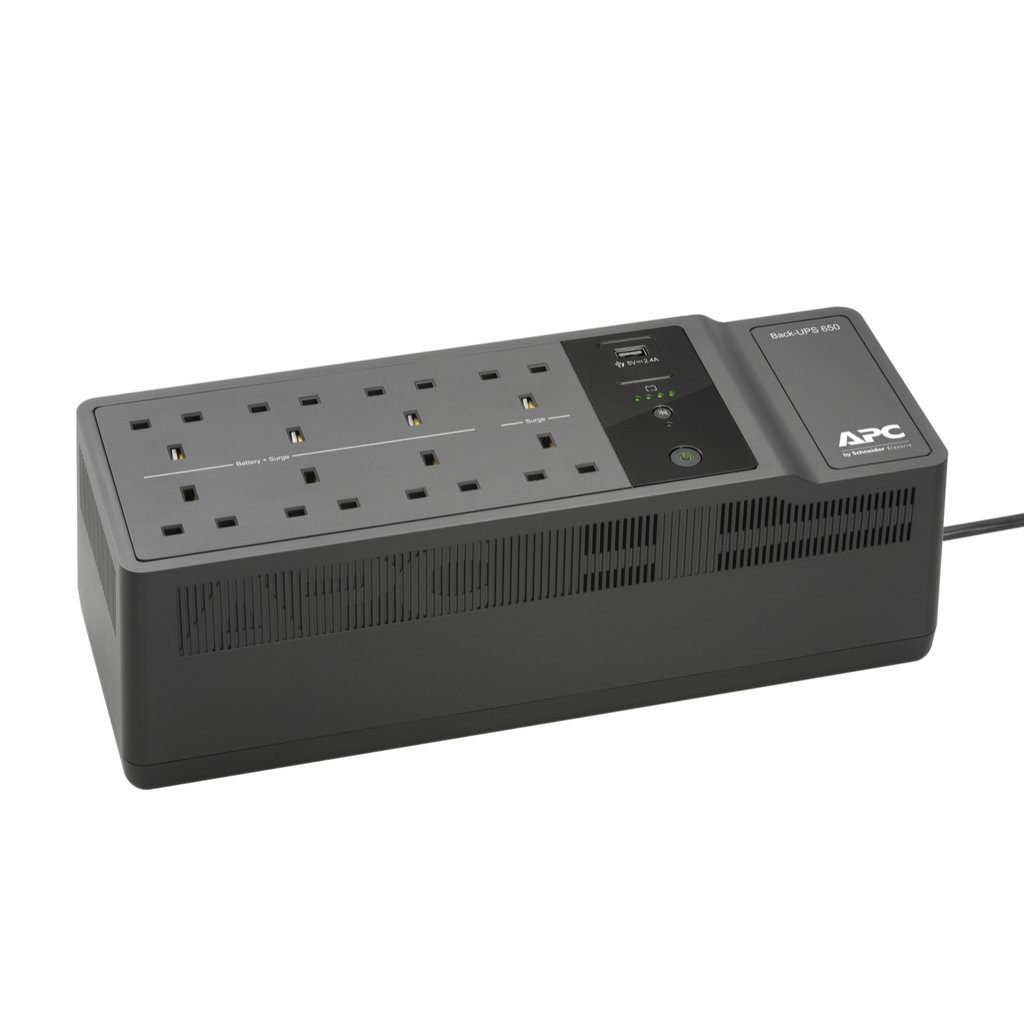 APC Back-UPS, 650VA/400W Floor/Wall Mount, 230V, 8x British BS1363A outlets, USB Type A Port, User Replaceable Battery - Image 2