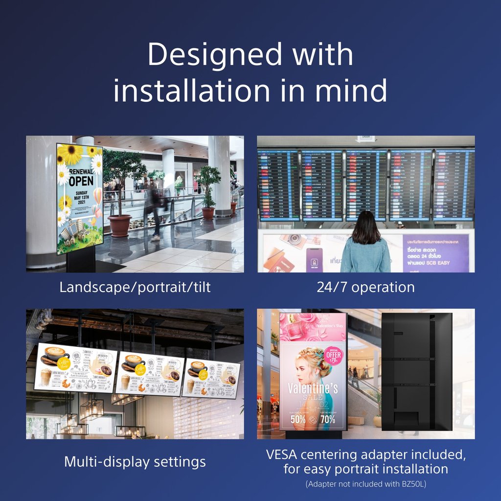 Sony FW-55BZ30L/TM Signage Display Digital signage flat panel 139.7 cm (55") LCD Wi-Fi 440 cd/m² 4K Ultra HD Black Android 24/ - Image 4