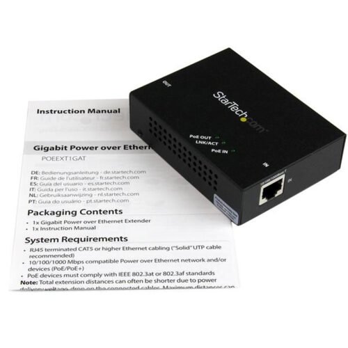 StarTech.com 1-Port Gigabit PoE+ Extender - 802.3at and 802.3af - 100 m (330 ft) - Image 6