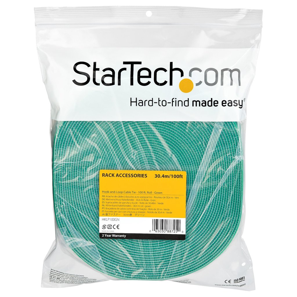 StarTech.com 100ft Hook and Loop Roll - Cut-to-Size Reusable Cable Ties - Bulk Industrial Wire Fastener Tape /Adjustable Fabric - Image 5