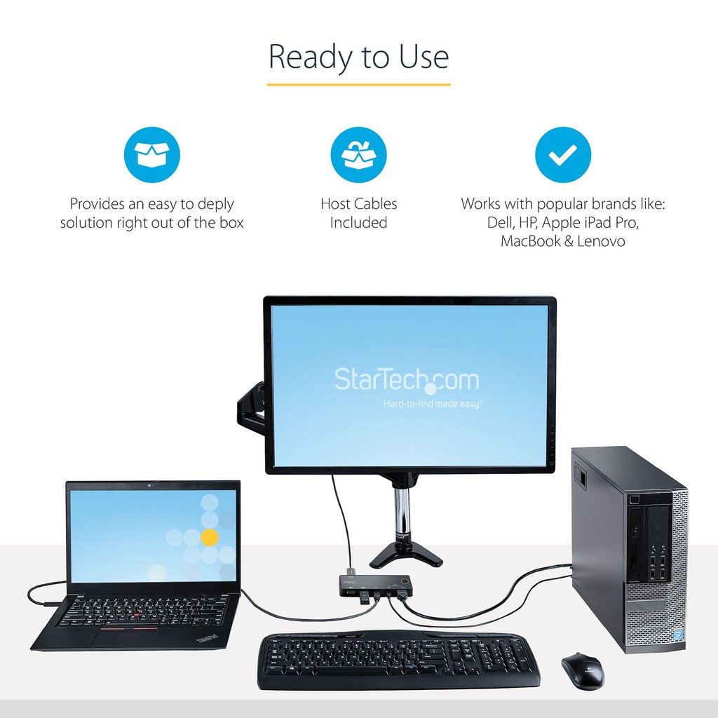 StarTech.com 2 Port Hybrid USB-A + HDMI & USB-C KVM Switch - Single 4K 60Hz HDMI 2.0 Monitor - Compact Desktop and/or Laptop HD - Image 3