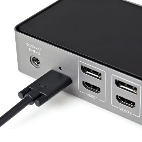 StarTech.com USB-C & USB-A Dock - Hybrid Universal Triple Monitor Laptop Docking Station DisplayPort & HDMI 4K 60Hz - 85W Power - Image 3