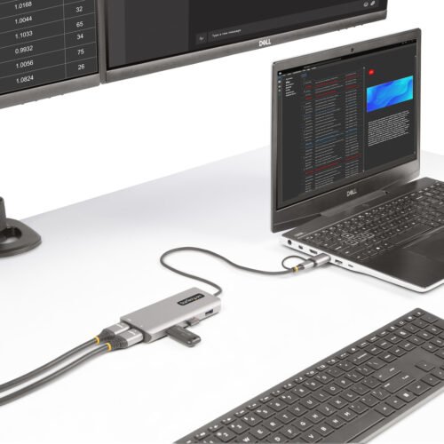 StarTech.com USB-C Multiport Adapter w/Attached USB-C to USB-A Dongle, Dual HDMI (4K30Hz/1080p60Hz), 3x USB-A 5Gbps, Mini Trave - Image 2