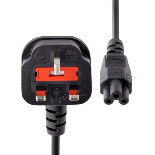 StarTech.com 3ft (1m) UK Laptop Power Cable, BS 1363 to C5 (Clover Leaf), 2.5A 250V, 18AWG, UK Laptop Replacement Cord, Printer - Image 2