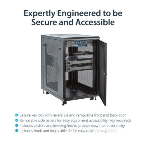StarTech.com 4-Post 18U Server Rack Cabinet, Lockable 19" Data Rack Cabinet for Computer / AV / IT Equipment, Office / Home Net - Image 4