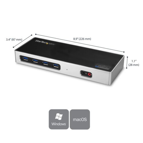 StarTech.com USB-C & USB-A Dock - Dual Monitor 4K 60Hz Dock DisplayPort + HDMI - Hybrid USB 3.0 Docking Station for USB-C or US - Image 2