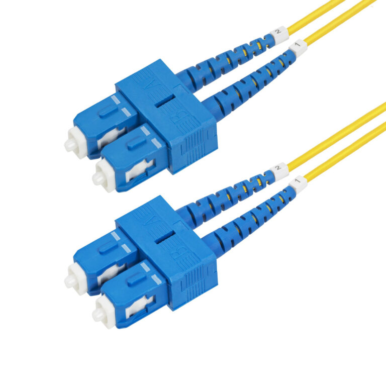 StarTech.com 3m (9.8ft) SC to SC (UPC) OS2 Single Mode Duplex Fiber Optic Cable, 9/125µm, 40G/100G Zipcord, Bend Insensitive,