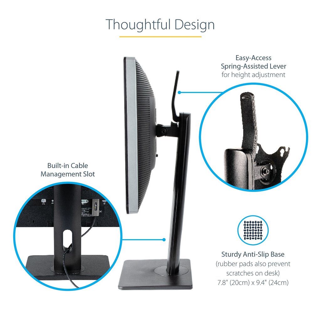 StarTech.com Free Standing Single Monitor Mount - Height Adjustable Monitor Stand - For VESA Mount Displays up to 32" (15lb/7kg - Image 24