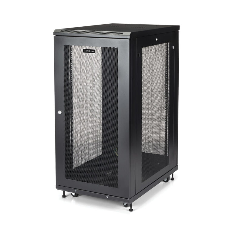 StarTech.com 4-Post 24U Server Rack Cabinet, Lockable 19" Data Rack Cabinet for Computer / AV / IT Equipment, Office / Home Net
