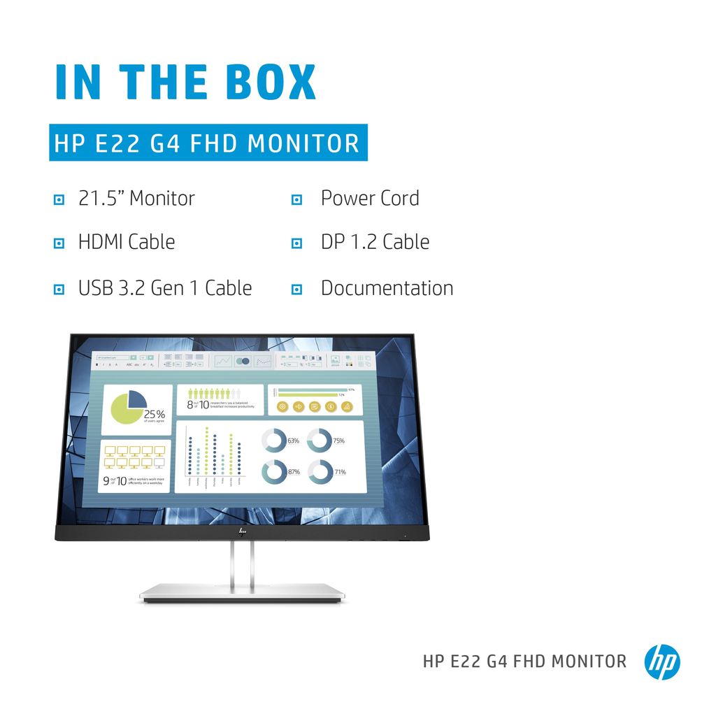HP E-Series E22 G4 computer monitor 54.6 cm (21.5") 1920 x 1080 pixels Full HD LCD Black, Silver - Image 12