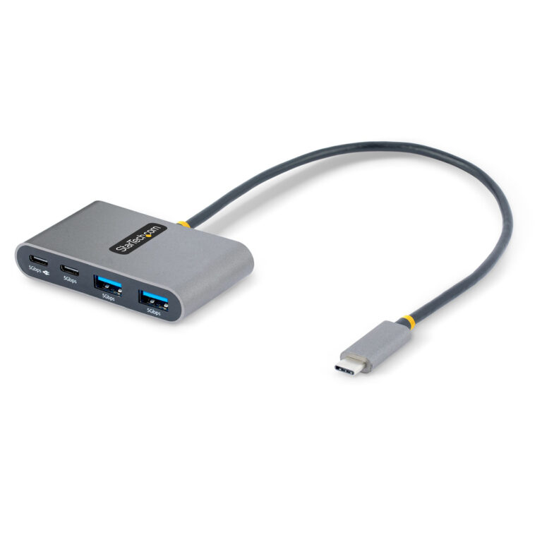 StarTech.com 4-Port USB-C Hub with 100W Power Delivery Pass-Through - 2x USB-A + 2x USB-C - USB 3.0 5Gbps - 1ft (30cm) Long Cab