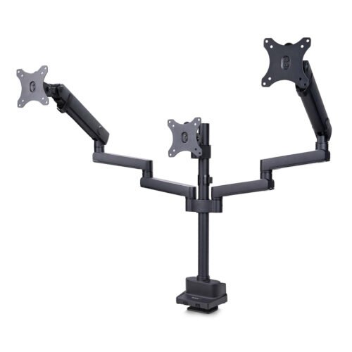 StarTech.com Triple Monitor Desk Mount For Up To Three 27in Screens, VESA 75x75/100x100, Tool-Less Arm Adjustments, C-Clamp/Gro
