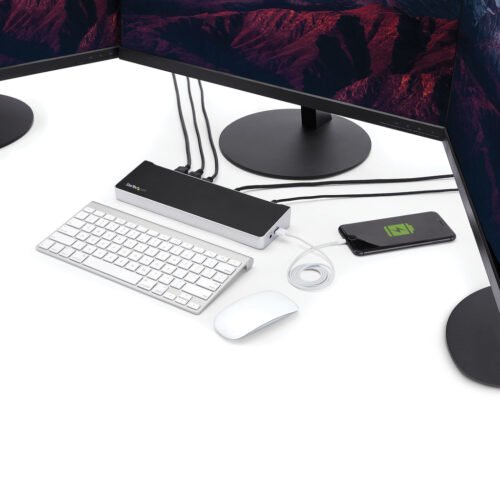 StarTech.com 4K USB-C Dock , Triple UHD 4K Monitor Docking Station, Mac & Windows, USB C to HDMI & DisplayPort, 60W Power Deliv - Image 3