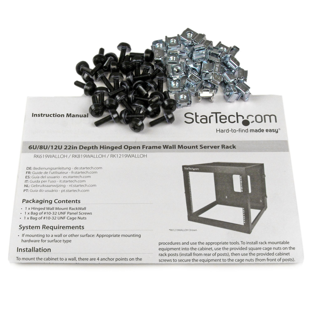 StarTech.com 6U Hinged Open Frame Wall-Mount Server Rack - 22 in. Deep - Image 3