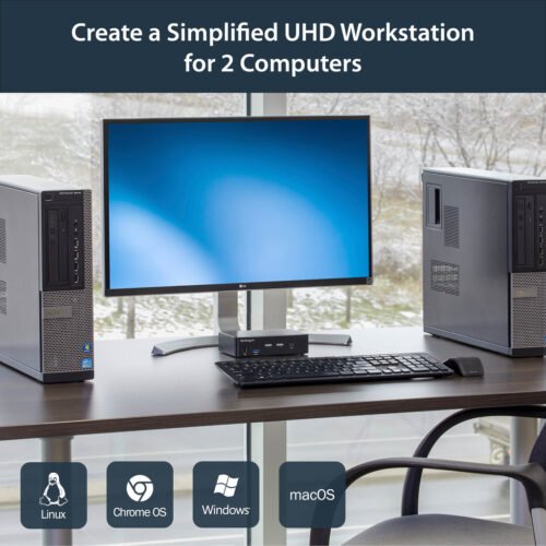 StarTech.com 2 Port DisplayPort KVM Switch - 4K 60Hz - Single Display - Dual Port UHD DP 1.2 USB KVM Switch with Integrated USB - Image 7