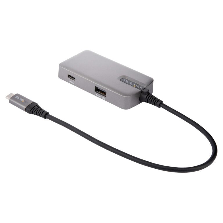 StarTech.com USB C Multiport Adapter - USB-C to 4K 60Hz HDMI 2.0, 100W Power Delivery Pass-through - 3-Port 10Gbps USB Hub - Po