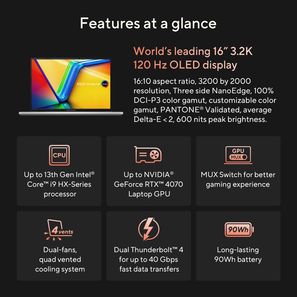 ASUS Vivobook Pro 16X OLED K6604JI-MX007W Intel® Core™ i9 i9-13980HX Laptop 40.6 cm (16") 3.2K 32 GB DDR5-SDRAM 1 TB - Image 22