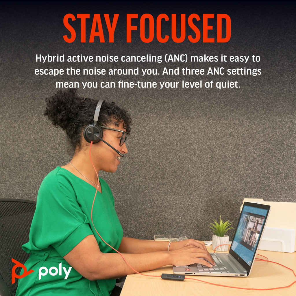 POLY Blackwire 8225 Stereo USB-C Headset +USB-C/A Adapter - Image 11