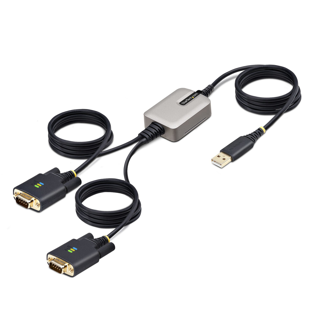StarTech.com 13ft (4m) 2-Port USB to Serial Adapter Cable, Interchangeable DB9 Screws/Nuts, COM Retention, USB-A to DB9 RS232,