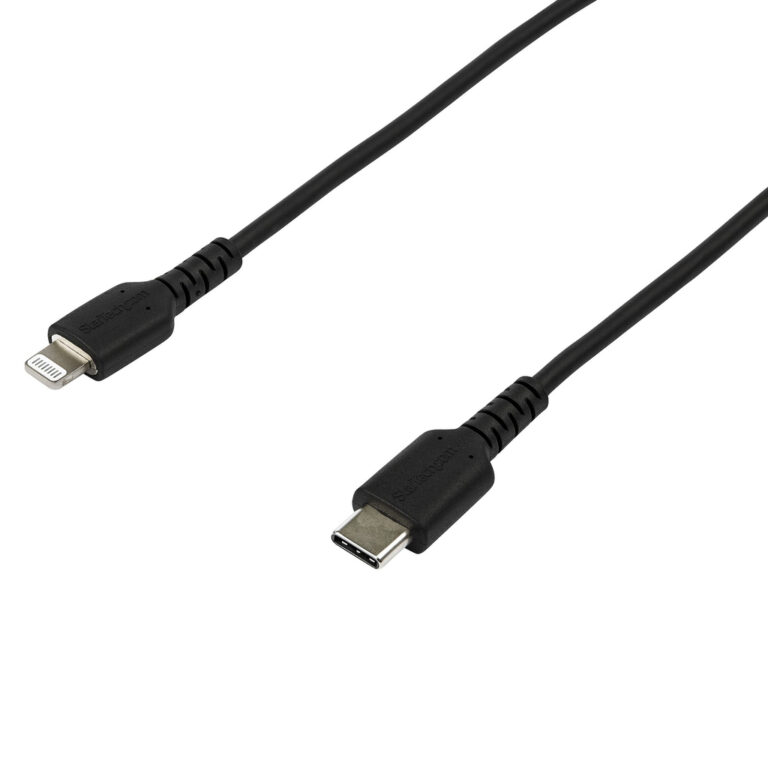 StarTech.com 6 foot (2m) Durable Black USB-C to Lightning Cable - Heavy Duty Rugged Aramid Fiber USB Type C to Lightning Charge