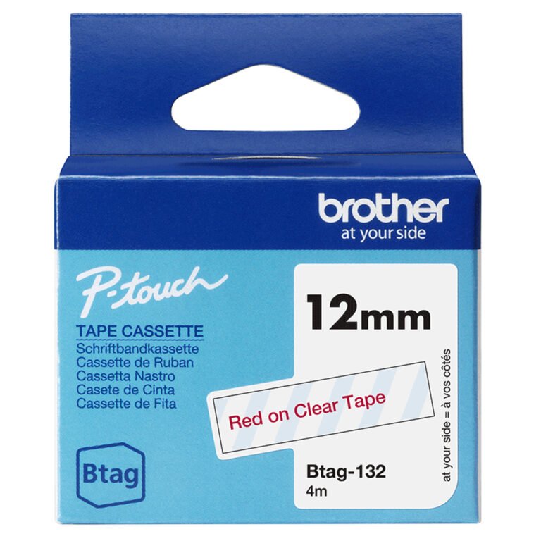 Brother BTAG-132 label-making tape Red on transparent