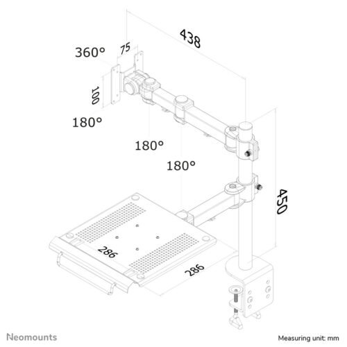 Neomounts FPMA-D960NOTEBOOK Monitor arm with laptop holder 10-27" - Image 5