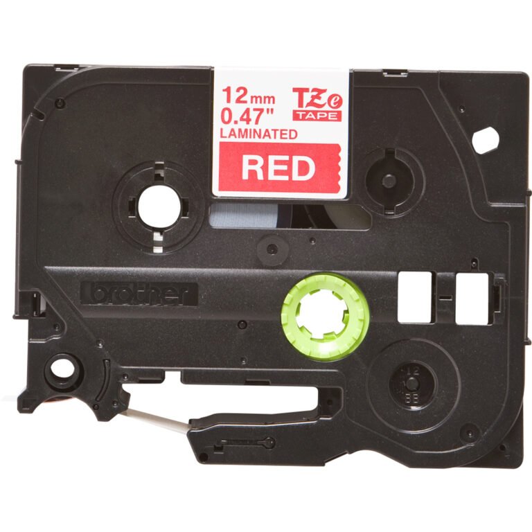 Brother TZE-435 label-making tape White on red